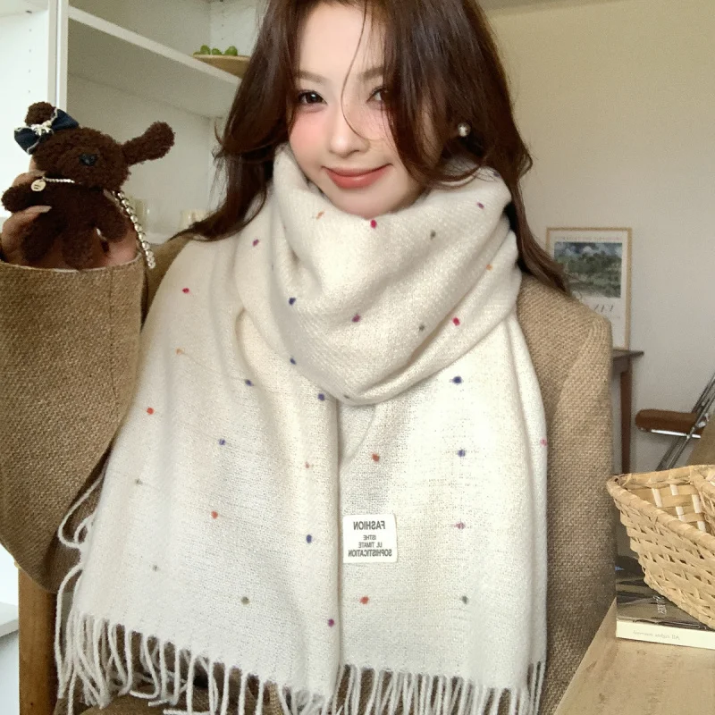 

2025Новый теплый шарф с кисточками в корейском стиле, одинаковое пальто, модное универсальное высококачественное простое элегантное пальто