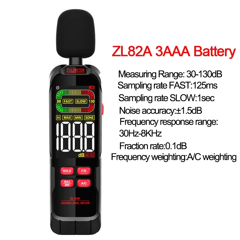 ZLLJMETER Digital Sound Level Meter Audio Level Meter Handheld DB Meter 30-130dB Decibel Meter Portable Noise Meter.