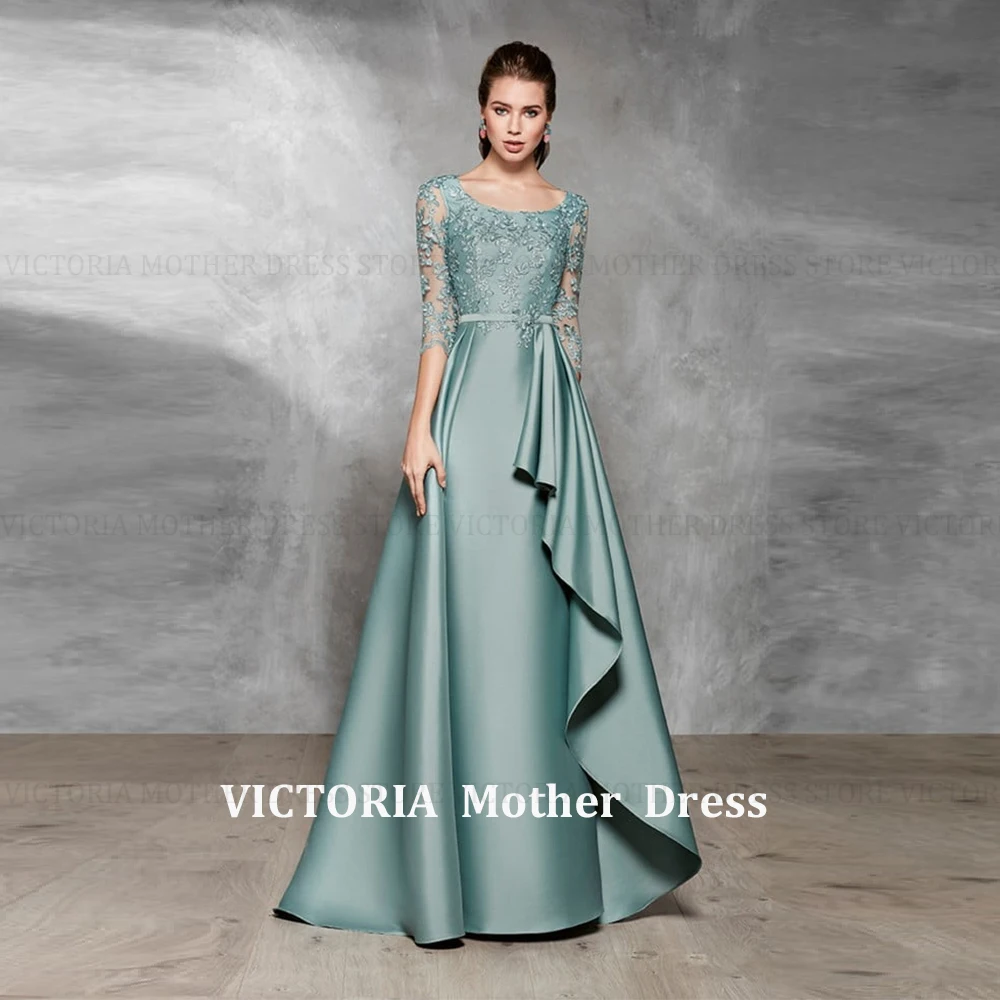 

VICTORIA Exquisite Mother of the Bride Dresses 2025 Customized A-Line O-Neck Lace Applique Wedding Guest Dress Long Evening Gown