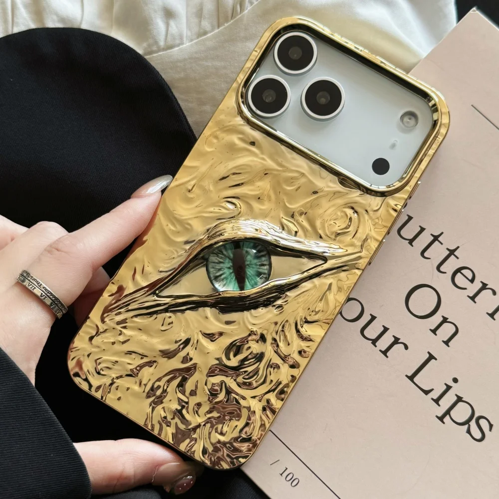 الفاخرة ثلاثية الأبعاد التجاعيد عين الشيطان الكهربائي غطاء ناعم آيفون 17Air 16 15 14 13 12 11 17Pro ماكس الإبداعية عيون جراب هاتف