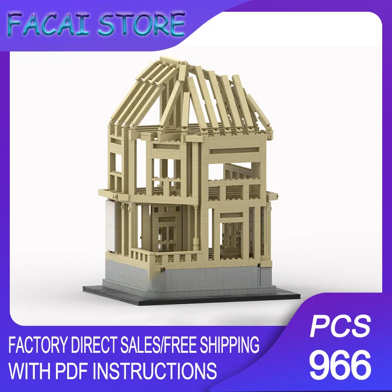 

City Street View Moc Building Bricks Modular Wood Frame House Model Technology Blocks Christmas DIY Toy Construction Gifts