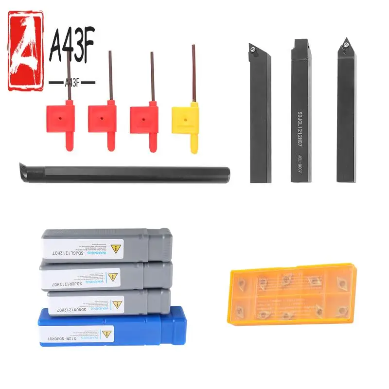 

A43F-10 шт. лезвия из твердосплавной вставки + 4 шт. набор держателей токарных инструментов + 4 шт. гаечный ключ для токарных станков, наборы станков