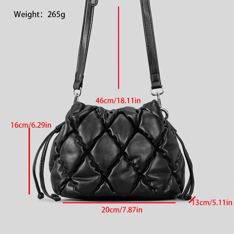 Fashion Lingge Quilted Padded Bucket Bag Designer Women Shoulder Bags Luxury Pu Leather Puffy Crossbody Bag Small Tote Purse2023