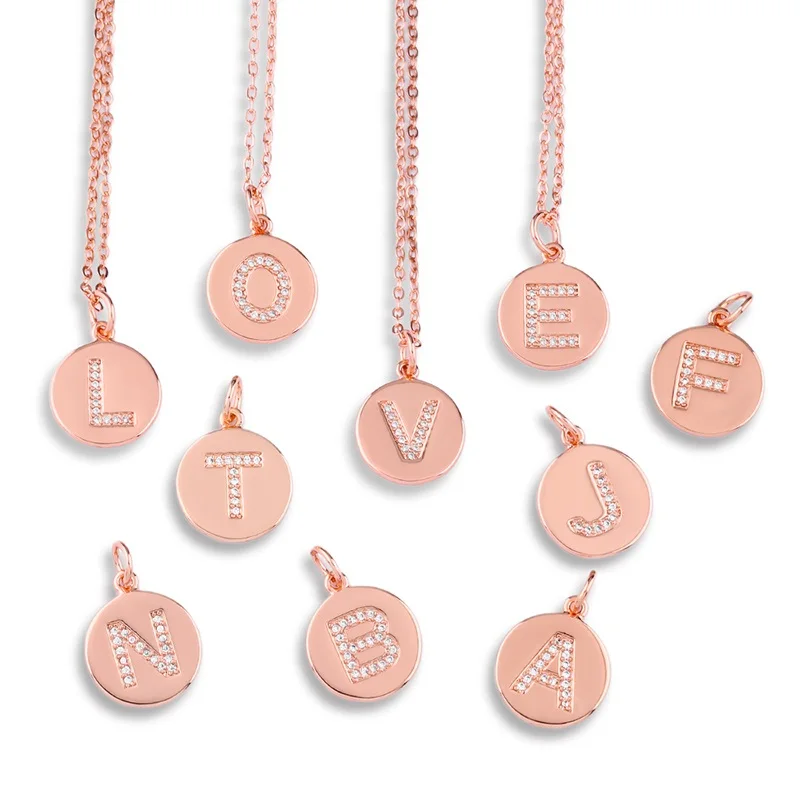 Clearance Polish Gold Plated Initial Necklace for Women Copper CZ 26 Letters Name Necklaces Simple Birthday Jewelry Gifts nkep15