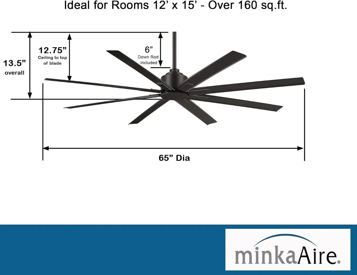 Minka-Aire F896-65-CL Xtreme H2O 65 Inch Outdoor Ceiling Fan with DC Motor in Coal Finish