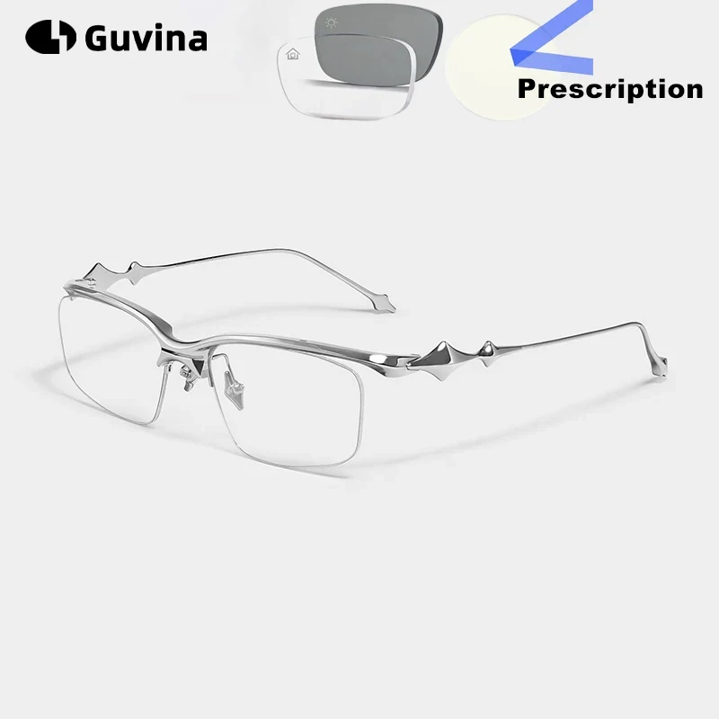 High Quality Kro02 Pure Titanium Half Frame Female Men Futuristic Starry Sky design Glasses Prescription  Myopia Anti Blue Light