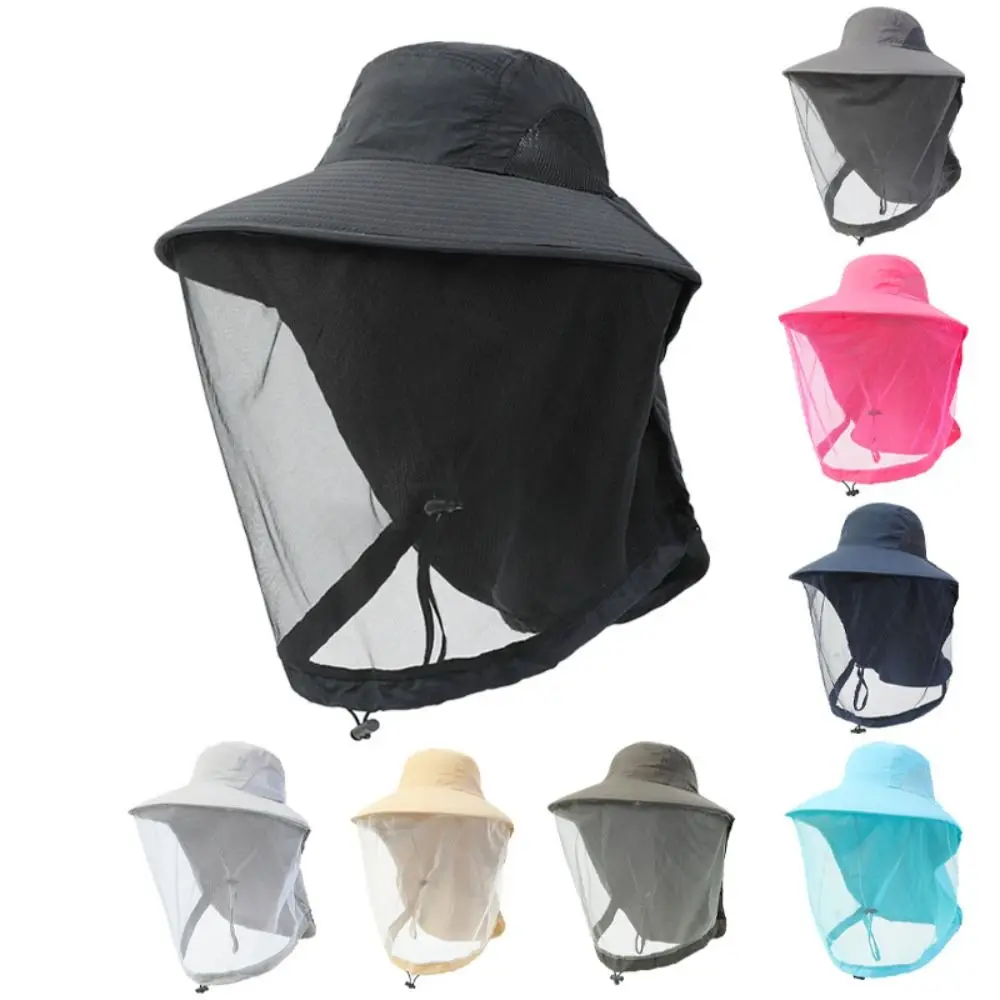 Face Neck Protection Summer Mosquito Hat Foldable Outdoor Sunscreen Fishing Sun Cap Hidden Net Mesh Portable Bucket Hat