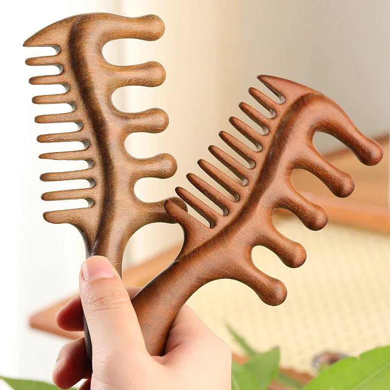 Natural Sandalwood Hair Combs Anti-Static Wooden Comb Massager Long Wide Tooth Detangle Sandalwood Comb Hair Care Household Gift