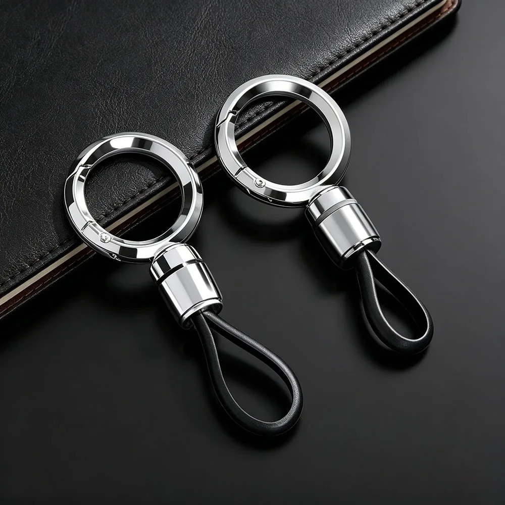 Kreativer, schlichter Luxus-Lederseil-Metall-Schlüsselanhänger, hochwertiger Business-Schlüsselring mit Gürtelclip, Anti-Verlust-Autozubehör-Anhänger, Geschenk – Detail 3