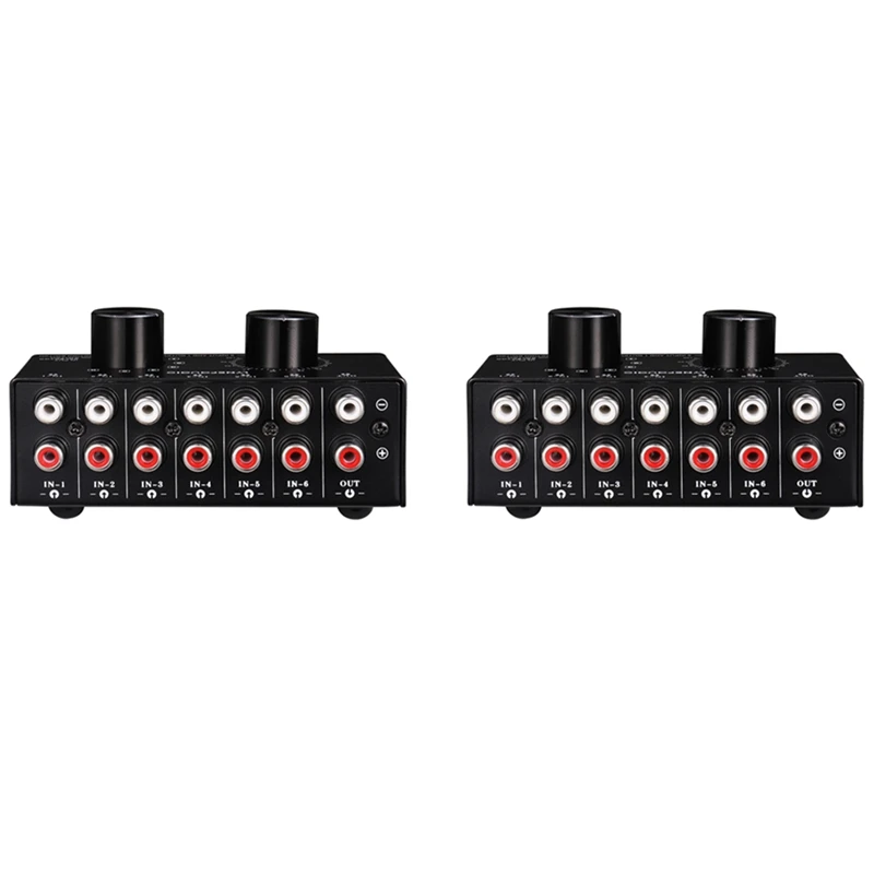 

2X 6 Input 1 Output Switcher Audio Source Selection Switcher RCA Audio Input Signal Selector Switch