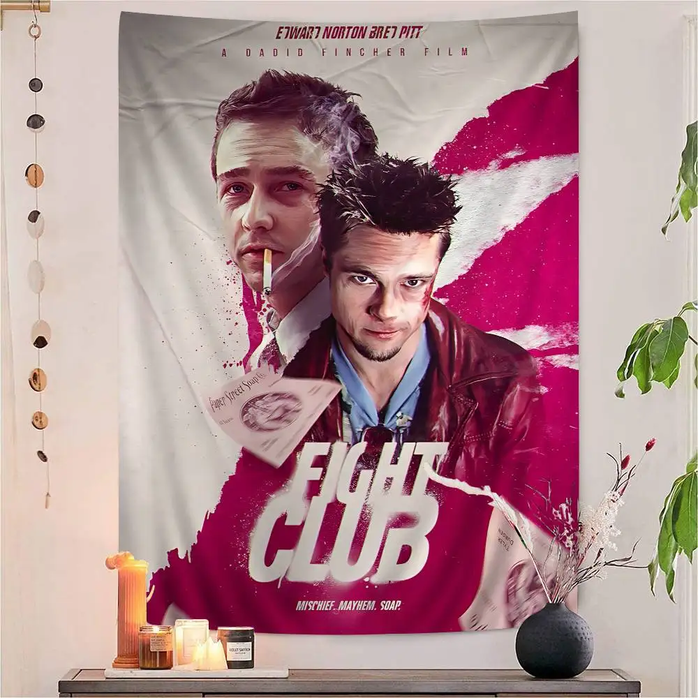 Movie Fight Club Classic Anime Tapestry Hippie Flower Wall Carpets Dorm Decor Wall Hanging Home Decor