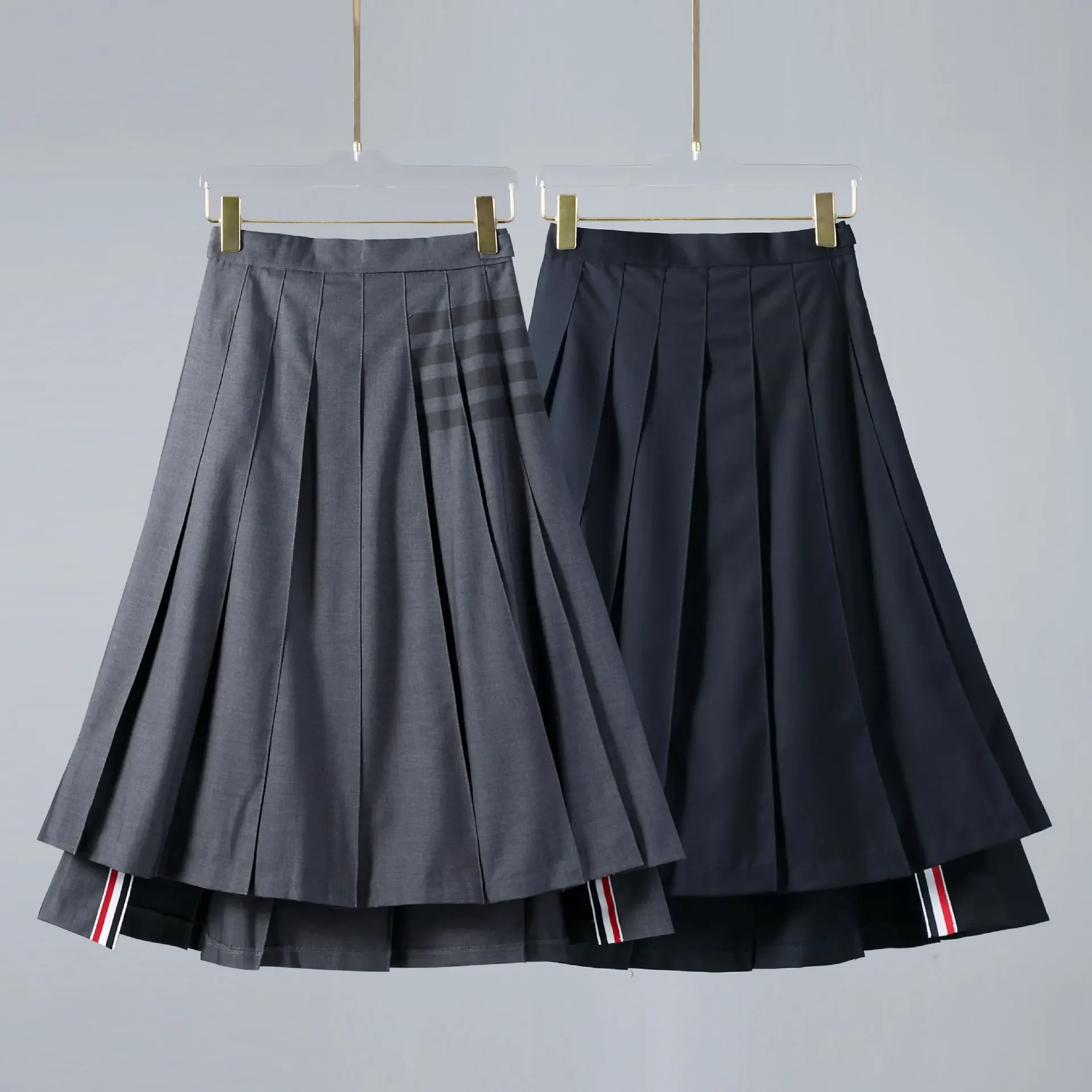 High-Waisted Slimming Pleated Skirt Versatile Long Dress For All Seasons Tb Jl Hundred Pleated Skirt Four-Bar Design