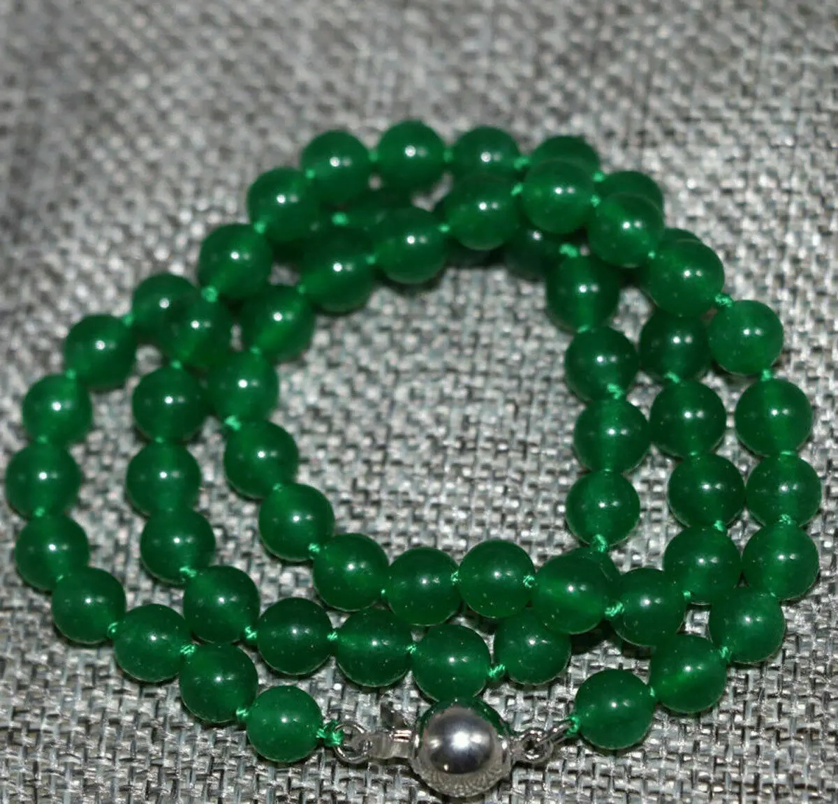 

Fashion Natural 8mm green jade chalcedony gemstone round beads necklace 18"