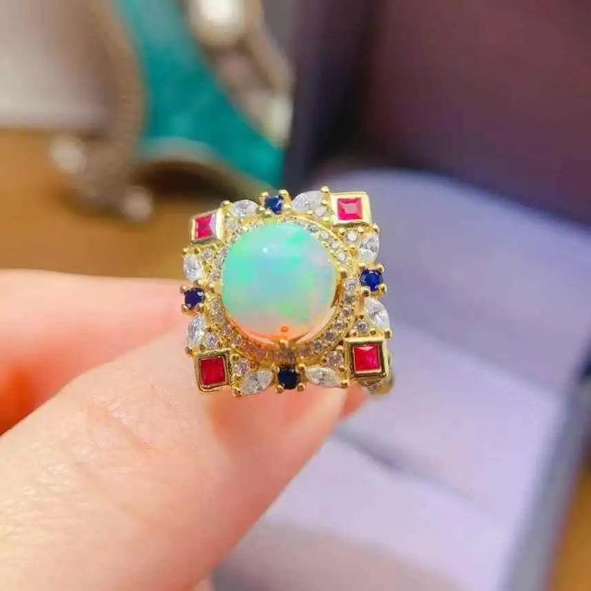 Good Valentine Gift Natural Real Opal 925 Sterling Silver Delicate Women Wedding ring Fine Jewelry
