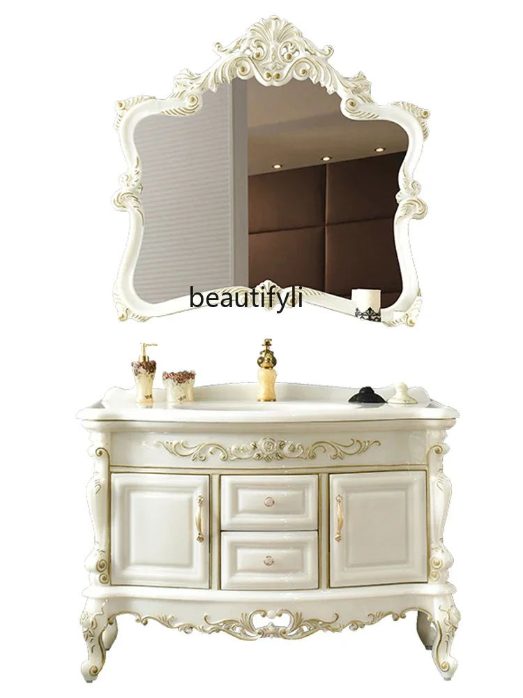 

Bathroom Cabinet Combination Jade Whole Washbin Bathroom Table Washbasin Floor Light Luxury