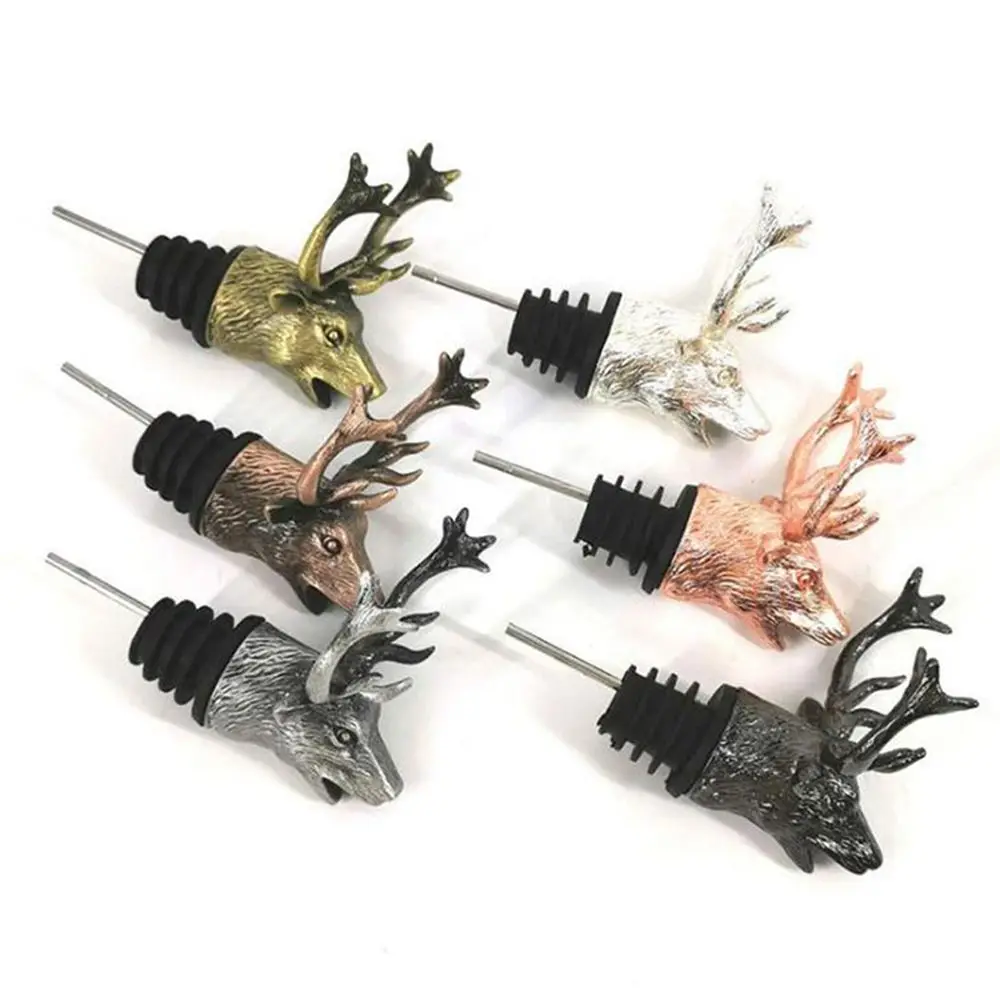 Deer Head Wine Pourer Unique Zinc Alloy Stag Wine Bottle Stoppers Wine Aerators Bar Party Supplies Tools Kitchen Accessories