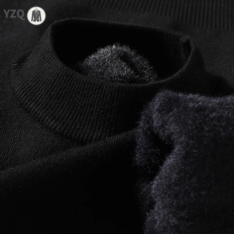 Men's Solid Color Half Turtleneck Knitwear Sweater Mock Neck Pullover Casual Autumn Winter Sweatshirt Brand Mens Clothing