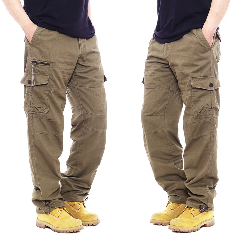 

Loose Casual Workwear Pants for Men with Multiple kets plus Size Dad Pants Spring Autumn Winter Straight Leg Trousers