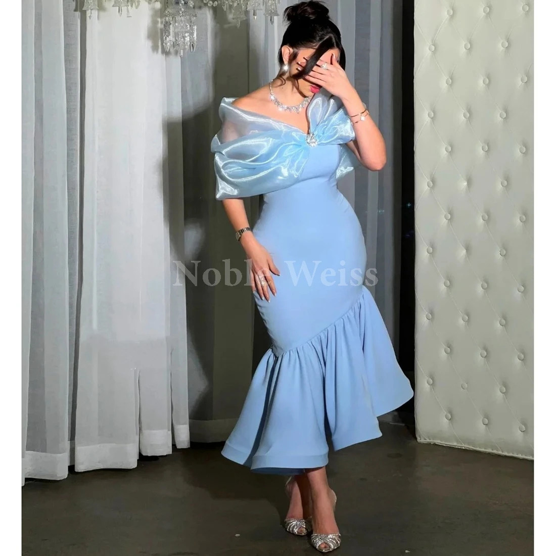 

Elegant Off The Shoulder Prom Dresses Pleat Mermaid Party Gown Customized