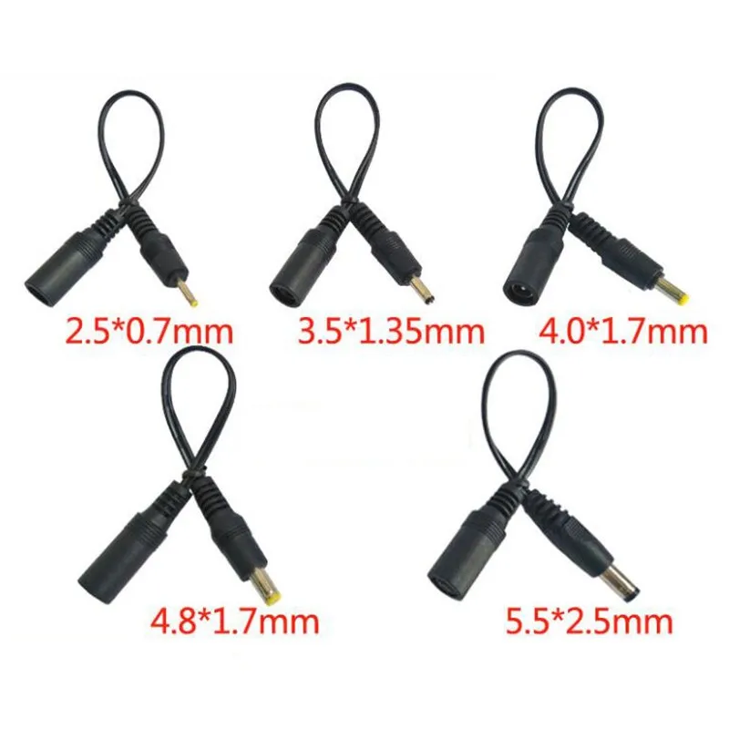 DC Power Supply Cable 5.5x2.1mm DC Female Jack to Male Plug 5.5*2.5mm 3.5x 1.35mm 4.8/4.0*1.7mm 2.5*0.7 Extension Cord Connector