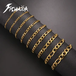 Simple Figaro Chain Bracelet for Woman Man Couple Jewelry Kid Child Gold Color Metal Stainless Steel Trend Punk Hip Pop Gift