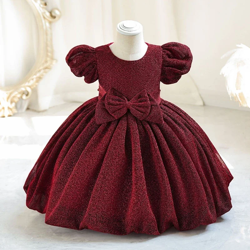 

High end new 1-6T baby birthday first year sequin party dress Toddler cute baby girl bubble sleeve campus graduation party dress