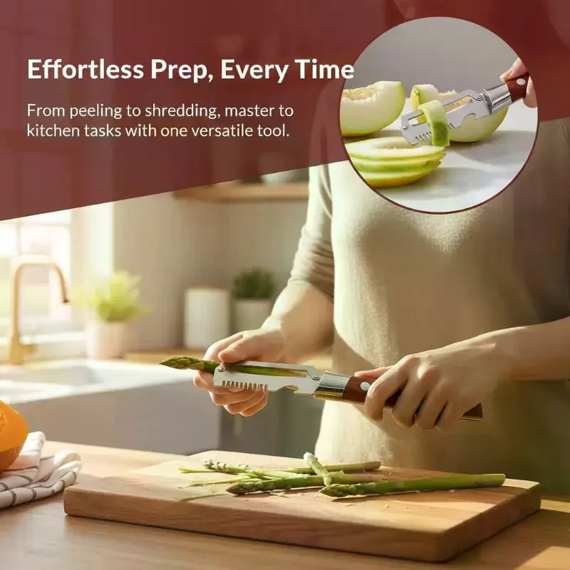 3-in-1 Serrated Peeling Knife Premium Vegetable Peeler With Handle And Bottle Opener Kitchen Tool