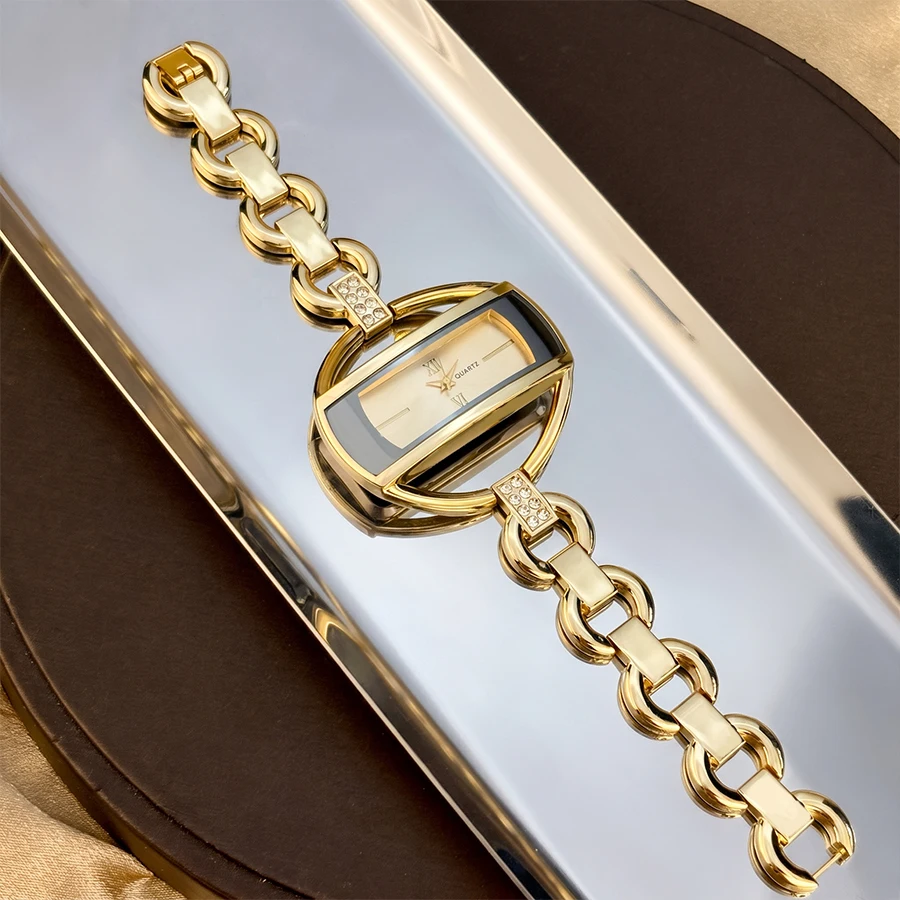Creative Rectangular Dial Hollow Strap Fashion Watch for Women