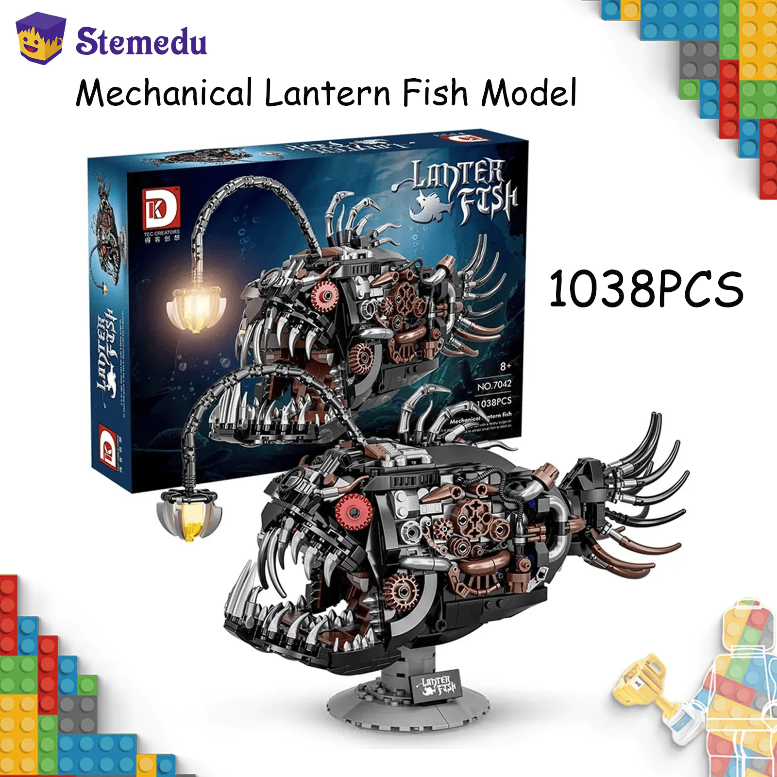 1038 Uds. MOC linterna mecánica modelo de pez conjunto DK7042 bloques de construcción regalo de cumpleaños de Navidad para niños juguete rompecabezas de montaje