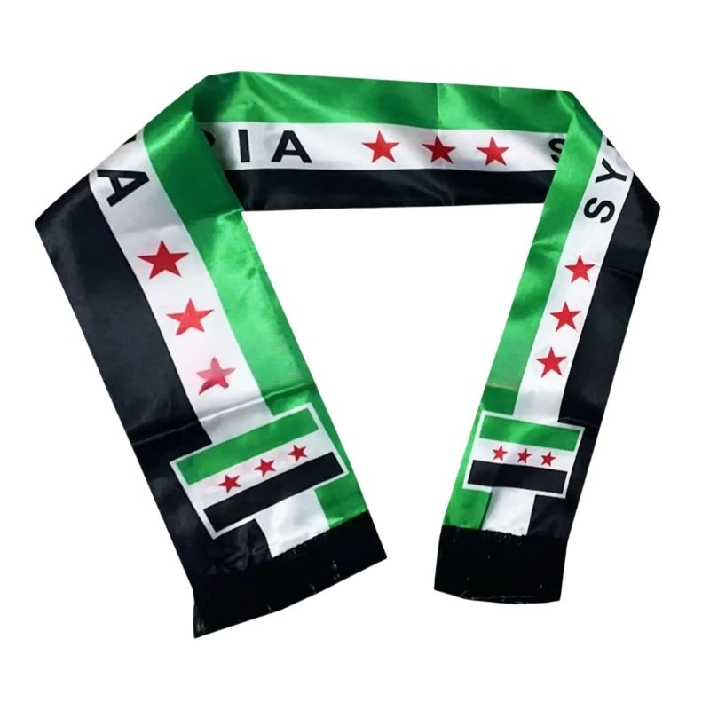 135cm Syrian Flags Scarf Satins Neck Shawl for Men Women Accessories Holiday Gathering Party Decoration Banners