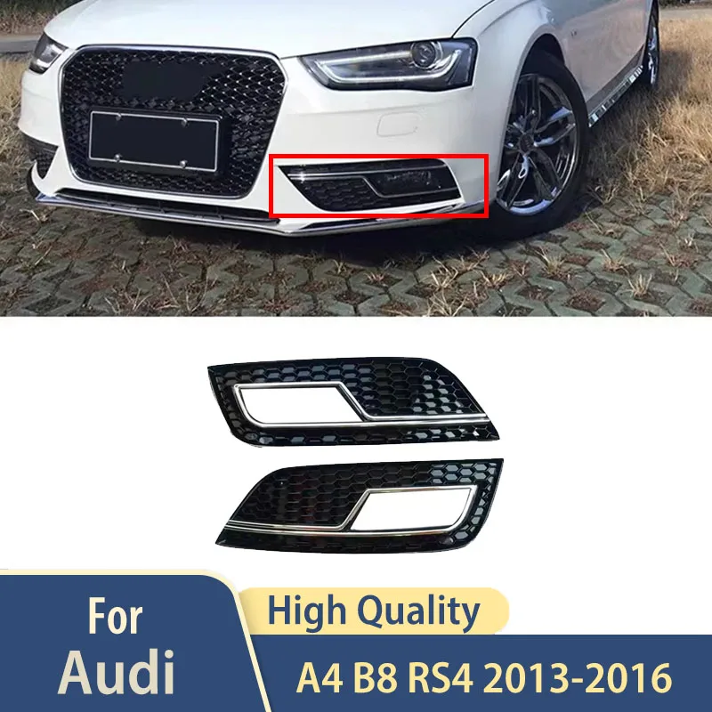 

For AUDI A4 B8 B9 2013 2014 2015 2016 RS4 2pcs Racing Grills Accessories Auto Front Honeycomb Bumper Fog Light Grille Grill
