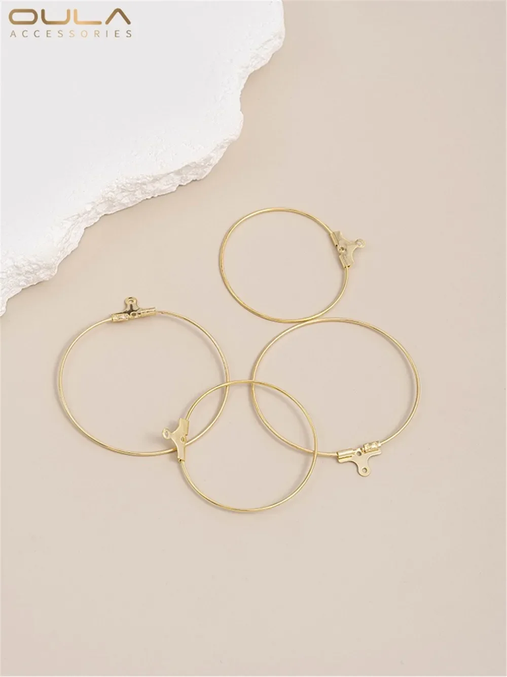 

Color Preservation 14k Light Gold Round Shape Circle Smooth Earring Diy Hand-designed Earrings Accessories Materials