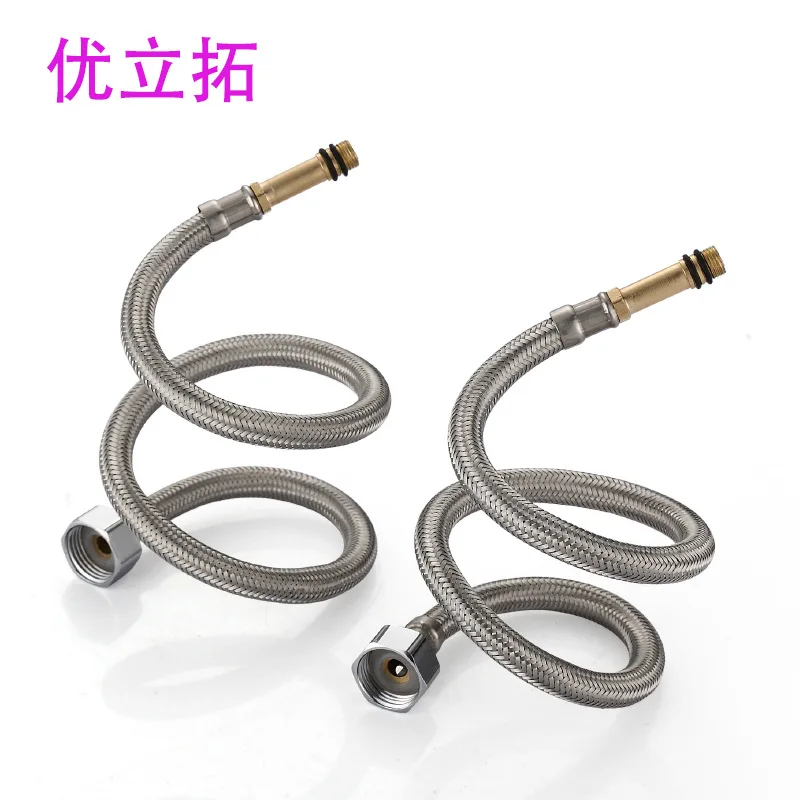 Single stainless steel wire braided hose single hole hot and cold water kitchen sink mixer tap 4 points