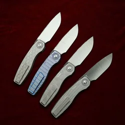 LEMIFSHE cuchillo plegable EDC hoja satén y mango titanio