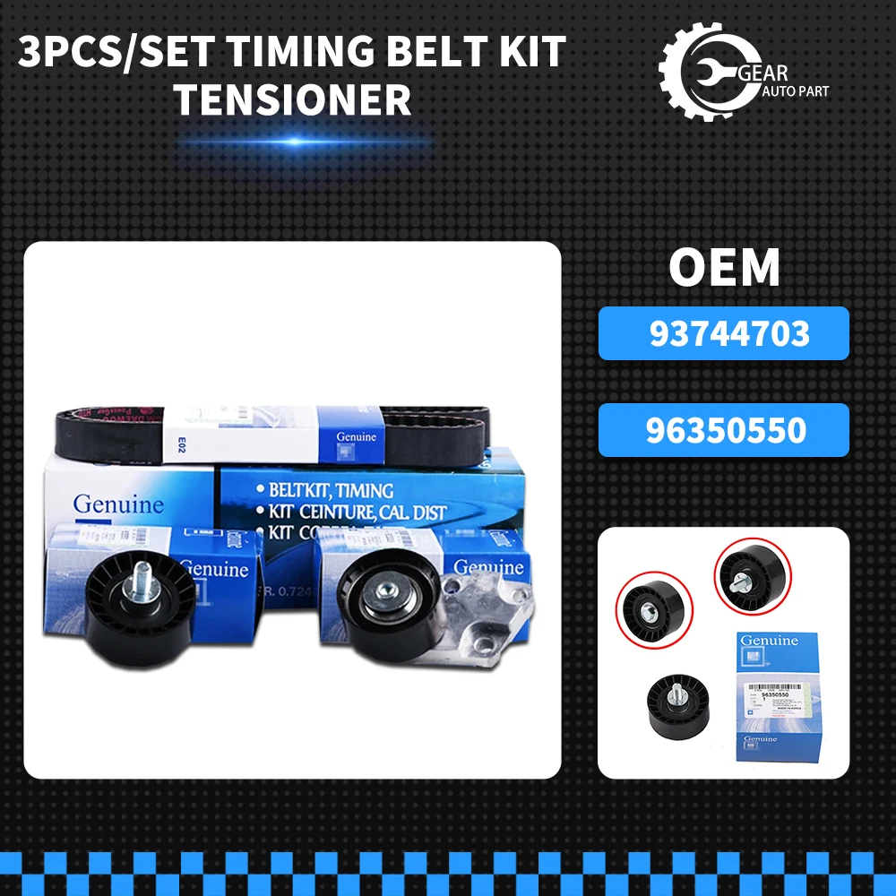 

3pcs/Set OEM Timing Belt Kit with Tensioner for Chevy Optra Lacetti Chevrolet-Aveo 1.6L DOHC E-TEC II 16V - Engine Belts And Pul