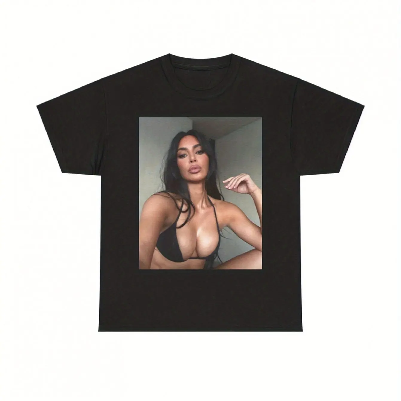 Men's Patterned T-shirt Features Kim Kardashian Striking White Print Summer Men's and Women's Loose and Breathable T-shirt Top