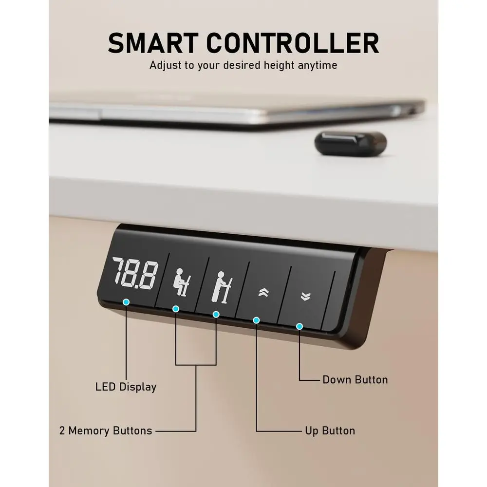 مكتب كهربائي كبير قابل لضبط الارتفاع، 63 × 24، أبيض، لوح مقسم، مكتب جلوس للمكتب المنزلي #6