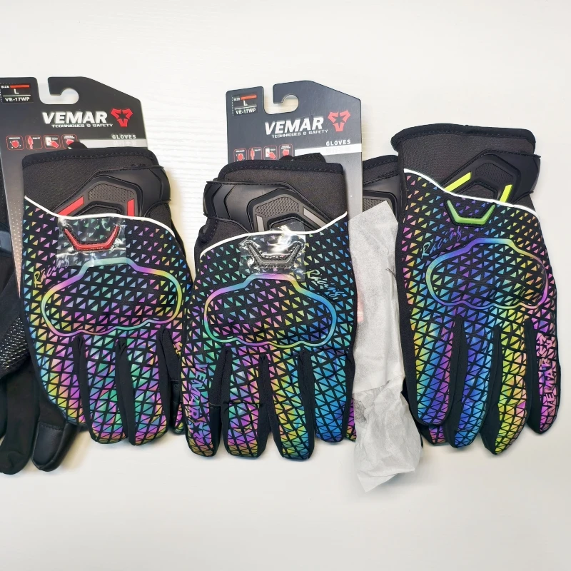 

Men Women Winter/Autumn Warm VEMAR Motorcycle Colorful Reflective Waterproof Anti-fall Bike Motocross Cycling Riding Gloves