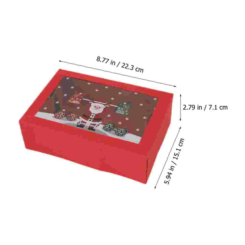 6 Pcs Cookie Containers for Gift Giving Christmas Window Box Paper Treats Boxes Goodie Candy Snack Red Reusable Elder