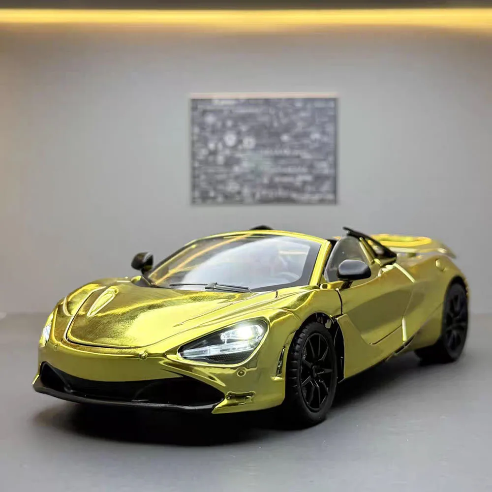 

1:24 720S Alloy Models Cars Diecast Toys Wheel Shock Absorption Car Toy Rubber Tires Miniature Vehicles Perfect Gifts for Kids