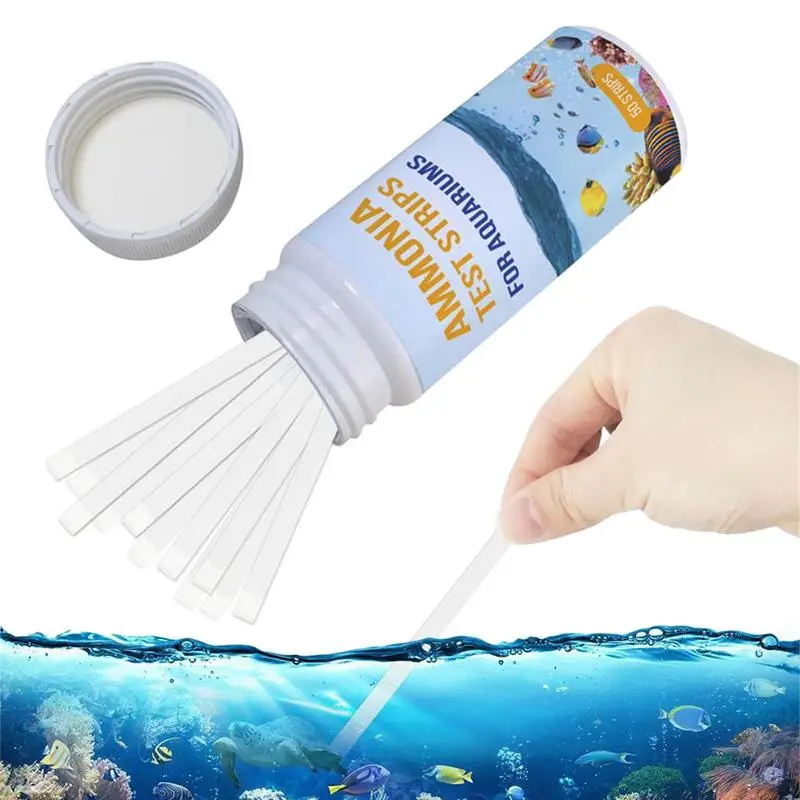Tiras reactivas de amoníaco para tanque de peces, papel de prueba de calidad de agua rápida, Kit de prueba de amoniaco seguro para acuario, 50 piezas
