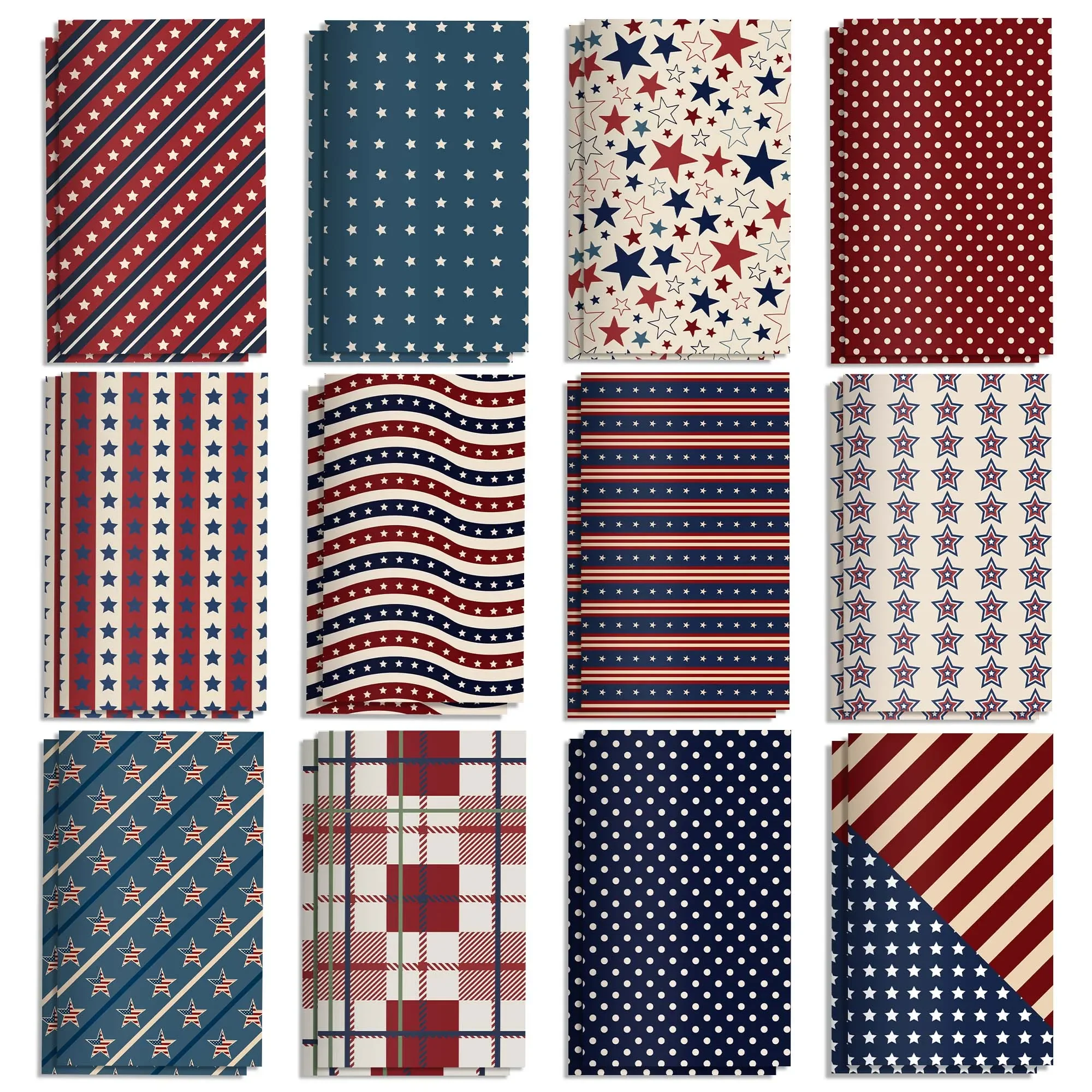 12/24/36pcs Independence Day Mini Notepads Red Blue White Star Plaid Polka Dot Pattern Pocket Notebook Birthday Xmas Memo Books