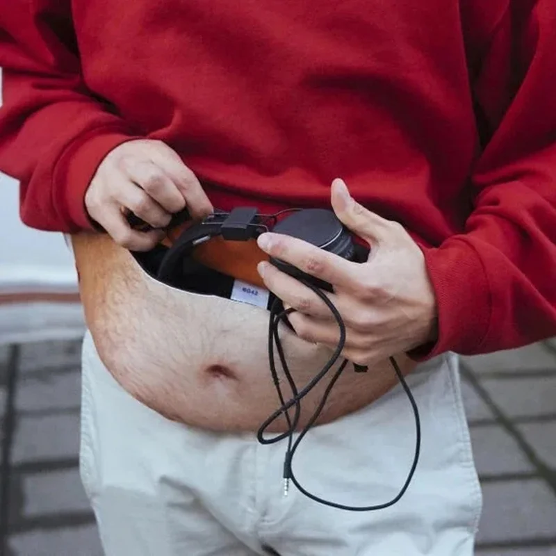 Herren-Bierbauch-Gürteltasche, innovative, verstellbare, multifunktionale Sporttasche mit großem Fassungsvermögen im Fake-Dad-Bauch-Design – Detail 12