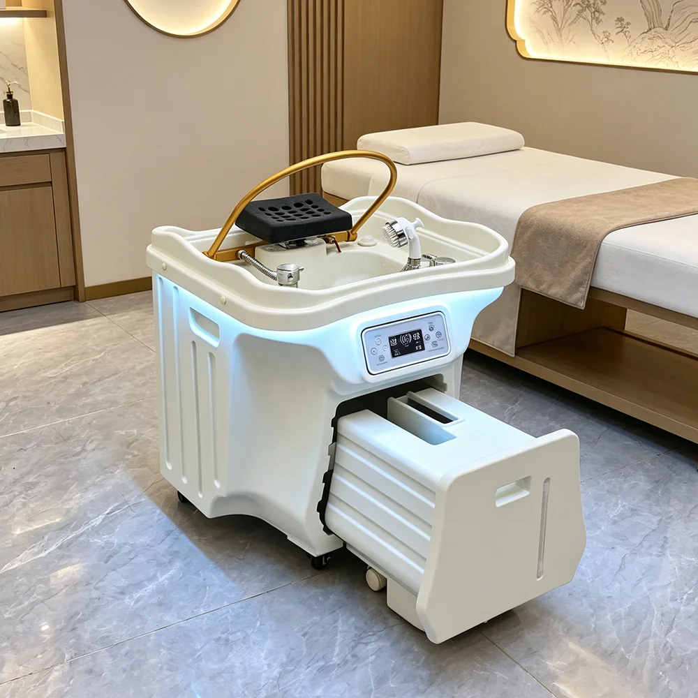 Portable Mobile Hair Washing Shampoo Basin Spa Head Therapy Machine with Water Circulation Steam for Salon Beauty Massage Shop