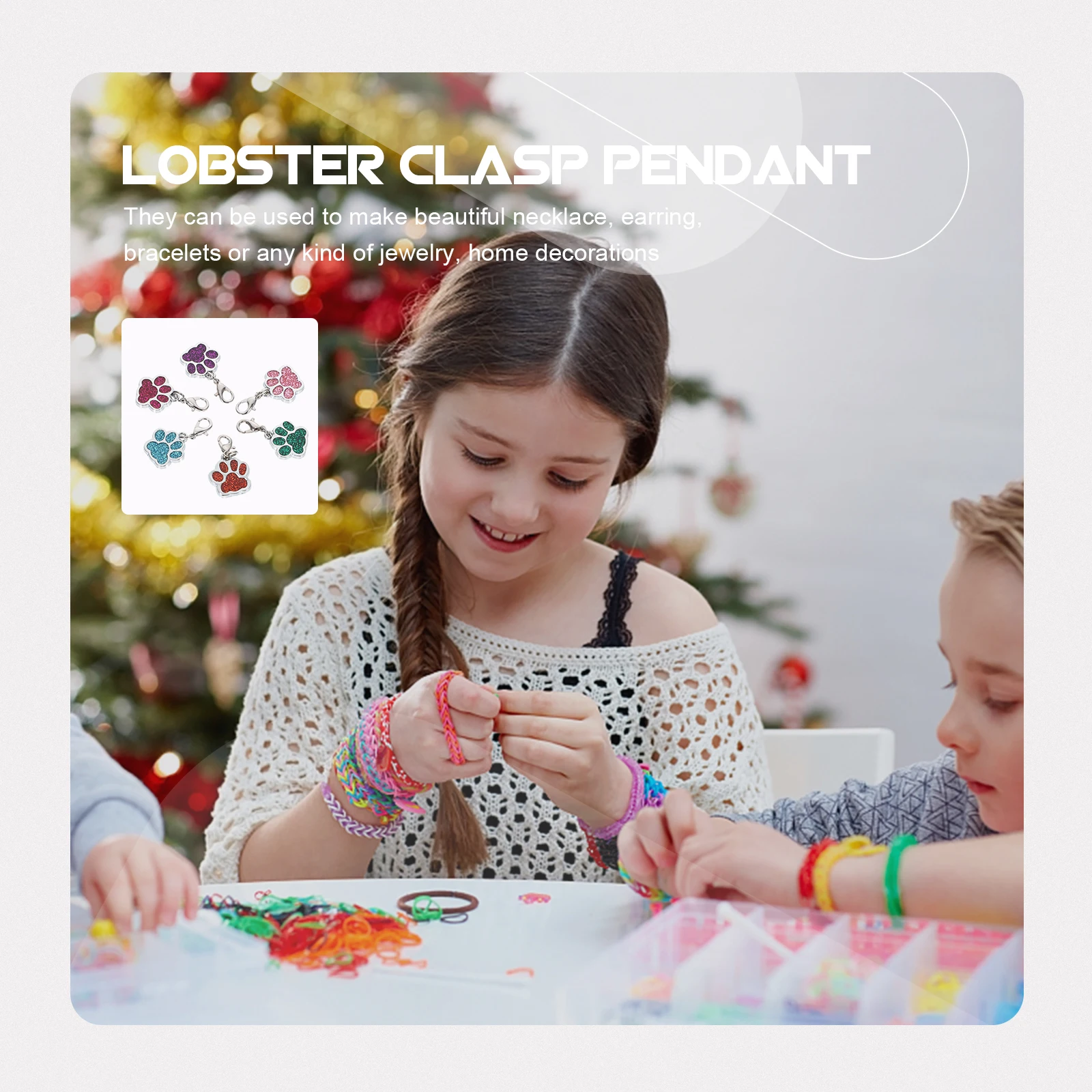 

12Pcs Lobster Clasp Pendant Durable Stainless Steel DIY Jewelry Accessories for Necklace Bracelet Earring Making