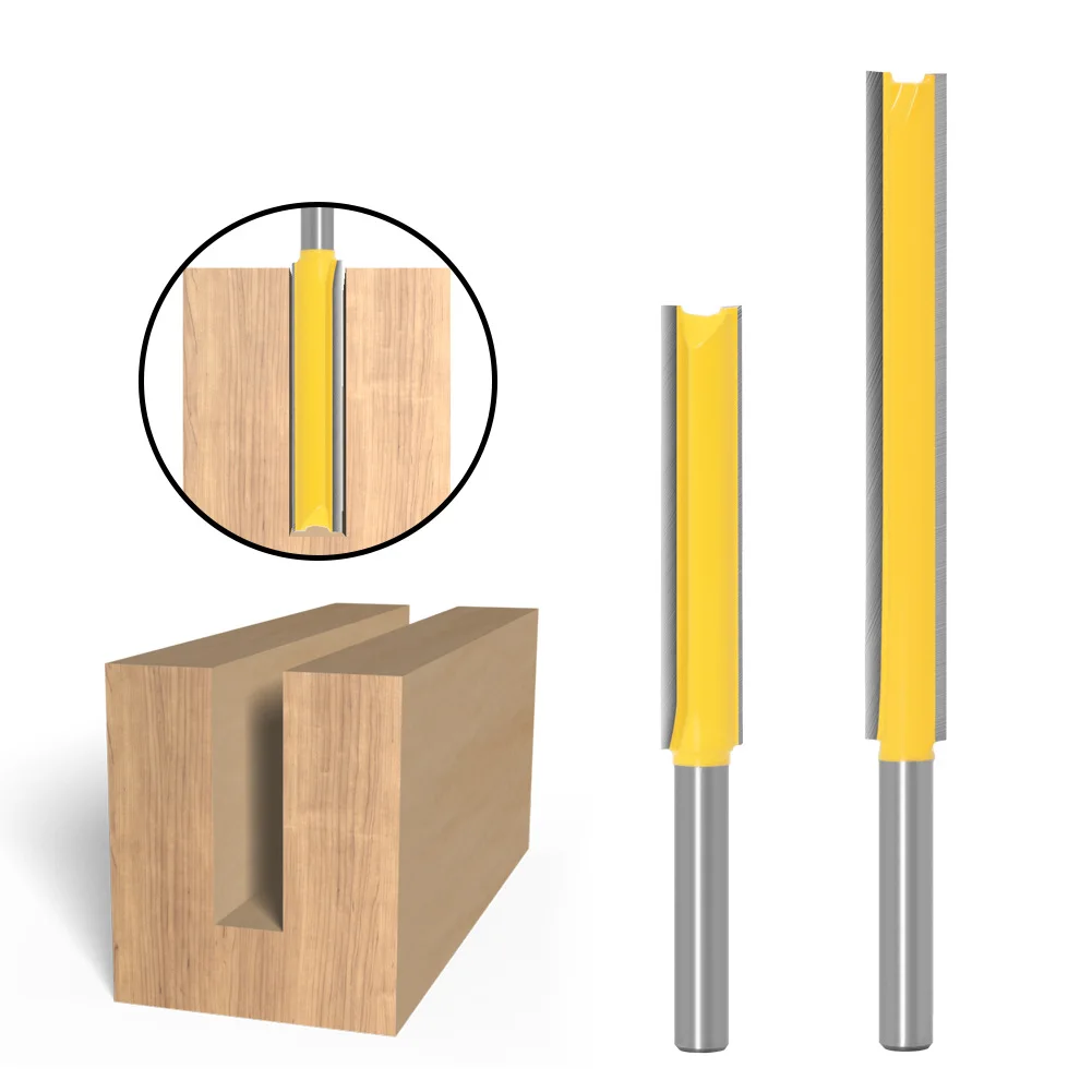 Vack 1/4 8Mm Schacht Lange Rechte Router Bit Hout Frees 6.35Mm Trimmer Einde Molen Cnc Snijgereedschap Voor Houtbewerking 50/63/76Mm