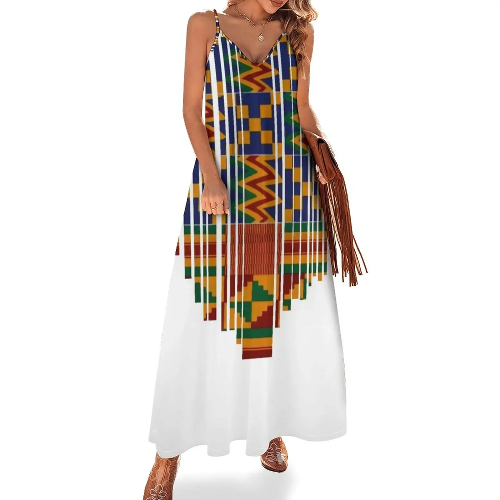 Kente design. African print/African clothing Sleeveless Dress Long dresses Women's dress