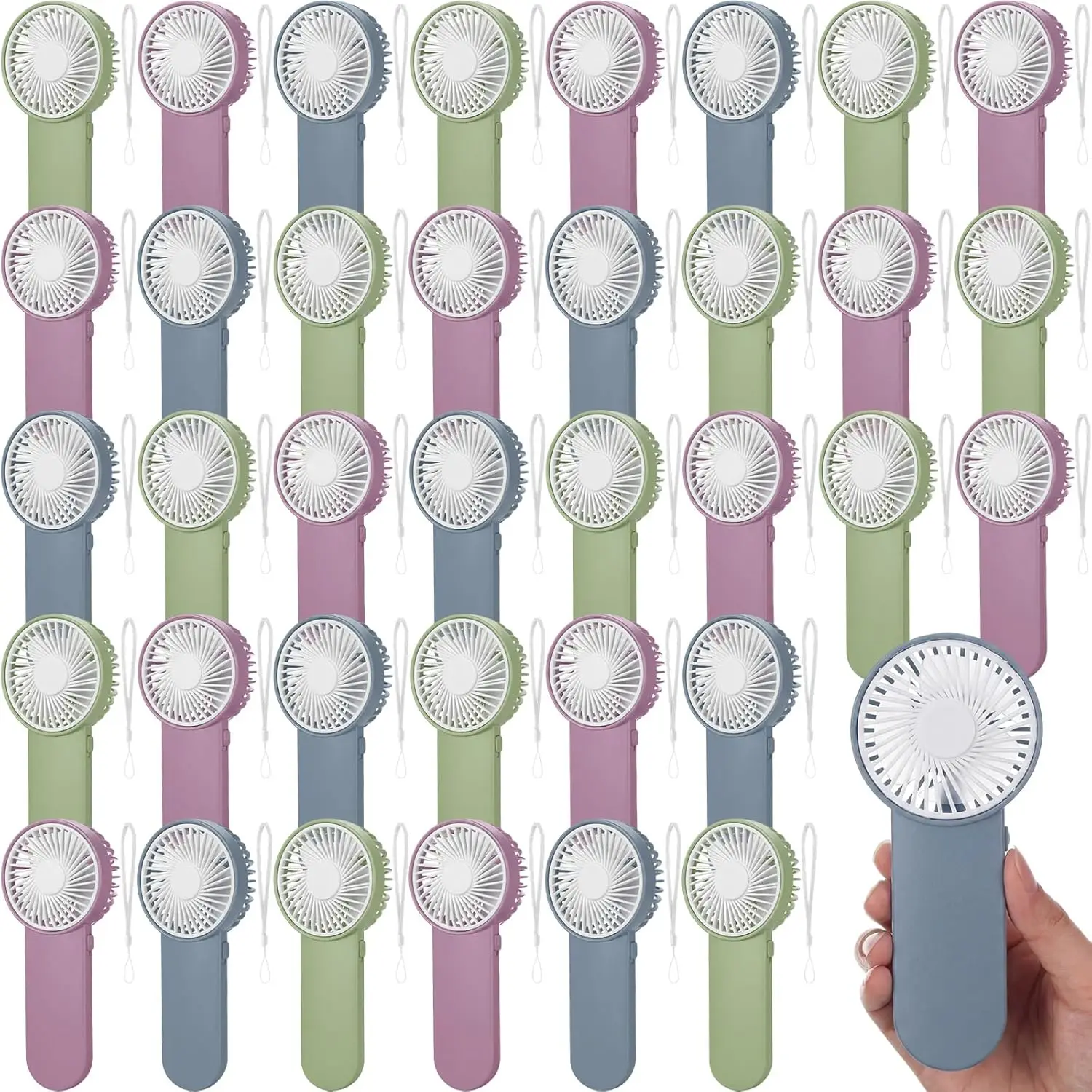 

36 Pcs Mini Handheld Portable Fan, Battery Powered for Travel Camping Indoor Outdoor Summer in Morandi Colors