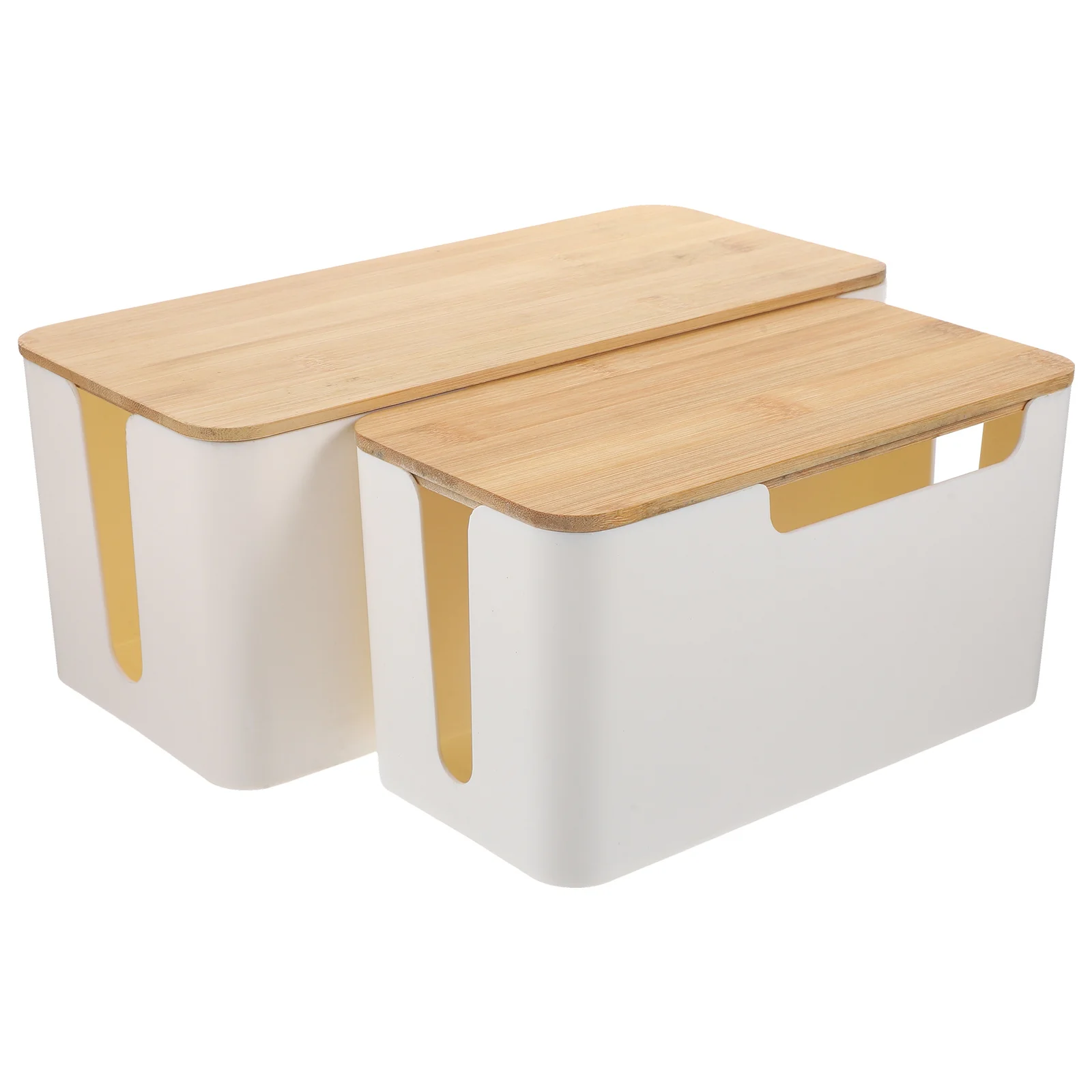 

2Pcs Cord Organizer Box Durable Longtime Use Detachable Design Neat Storage for Adapters Wires Computer Cable Storage Box