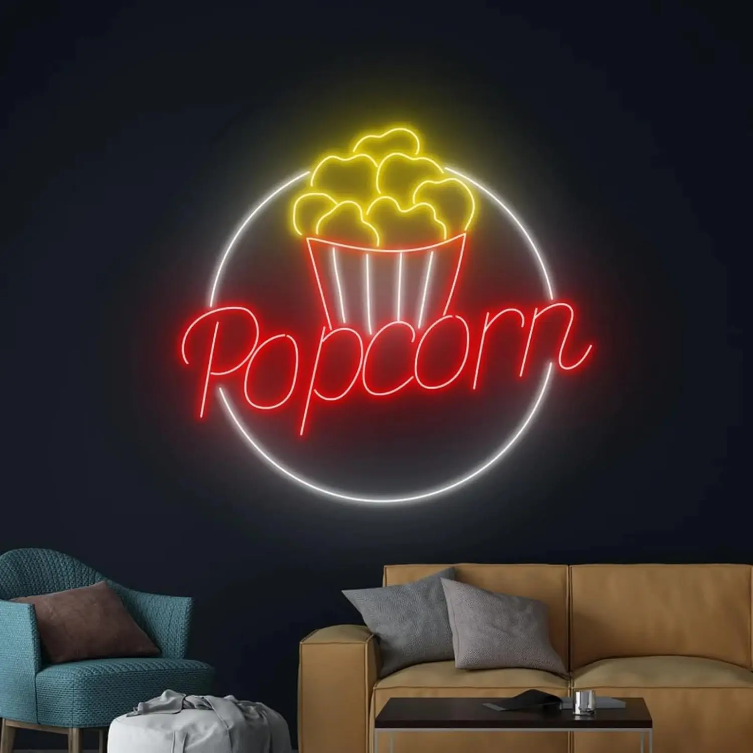 Popcorn Neon Sign Popcorn Neon Light Popcorn Led Light Popcorn Led Sign Popcorn Movie Theater Room Wall Decor Cinema Film Neon